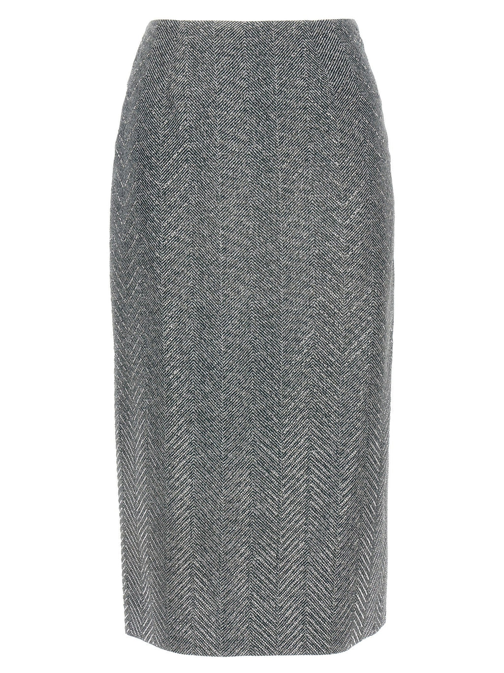 Ermanno Scervino Gray Silk Midi Skirt