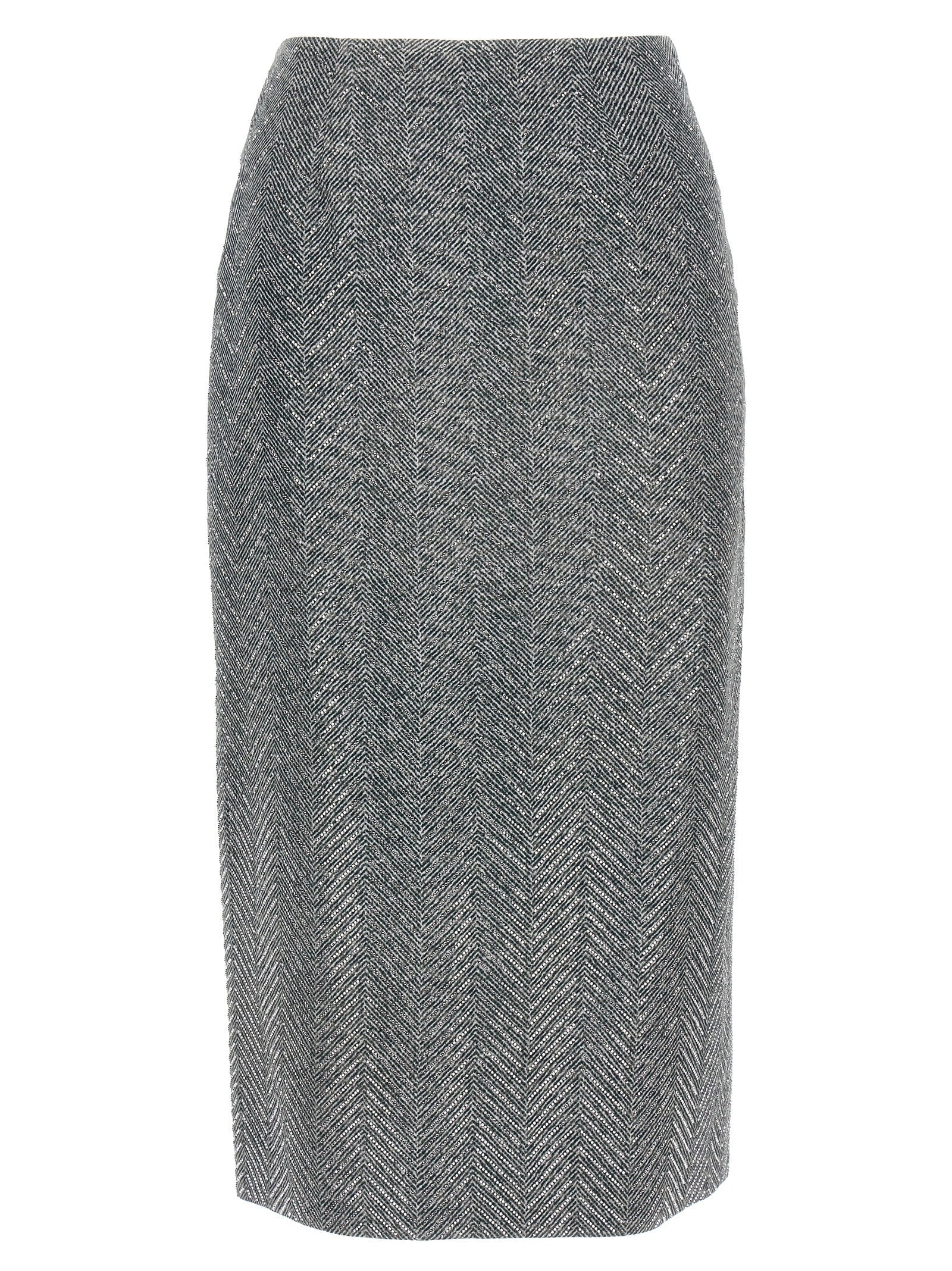 Ermanno Scervino Gray Silk Midi Skirt