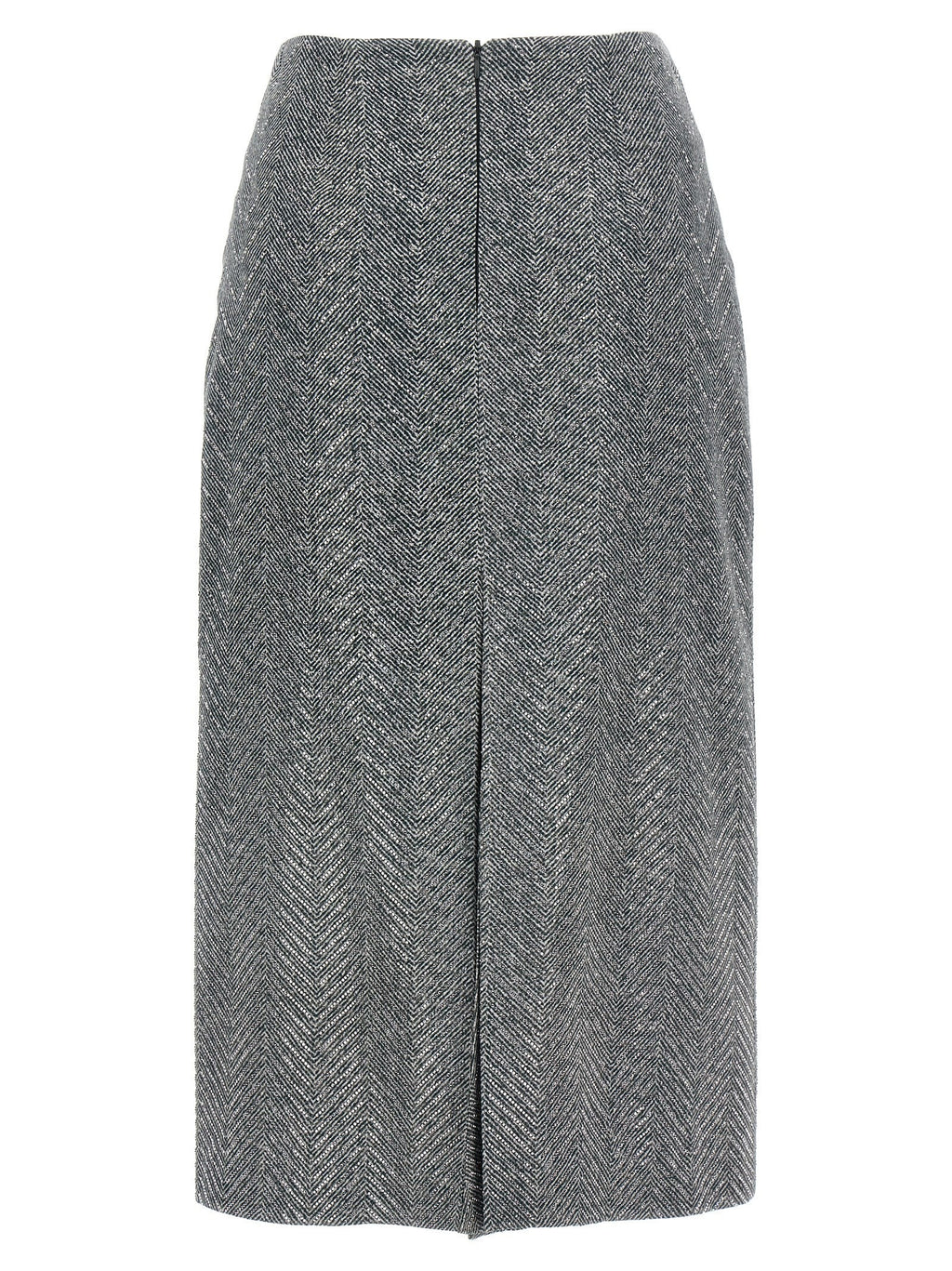 Ermanno Scervino Gray Silk Midi Skirt