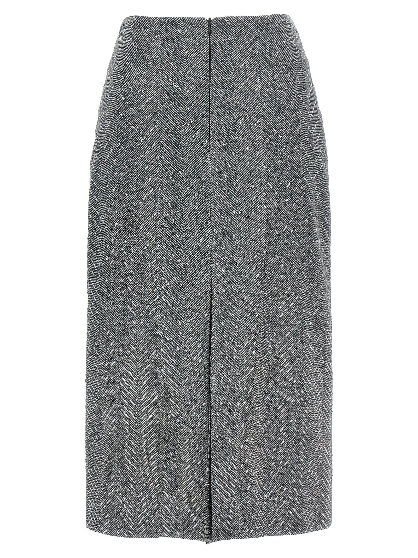 Ermanno Scervino Gray Silk Midi Skirt