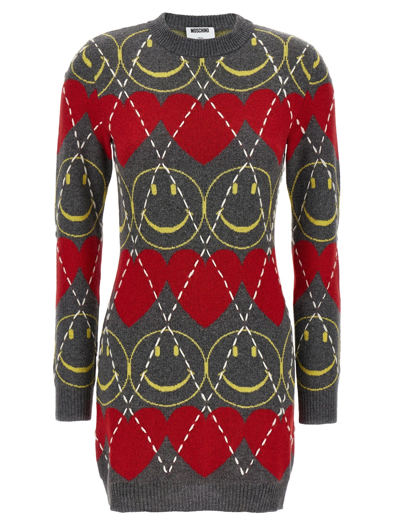 Moschino Multicolor Wool Short Dress