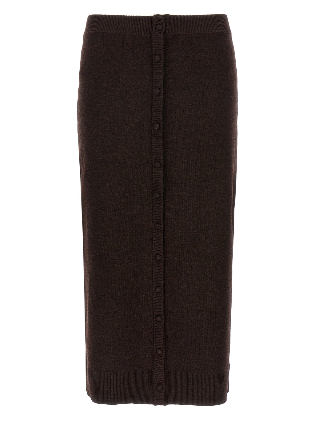 Victoria Beckham Brown Wool Midi Skirt
