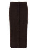 Victoria Beckham Brown Wool Midi Skirt
