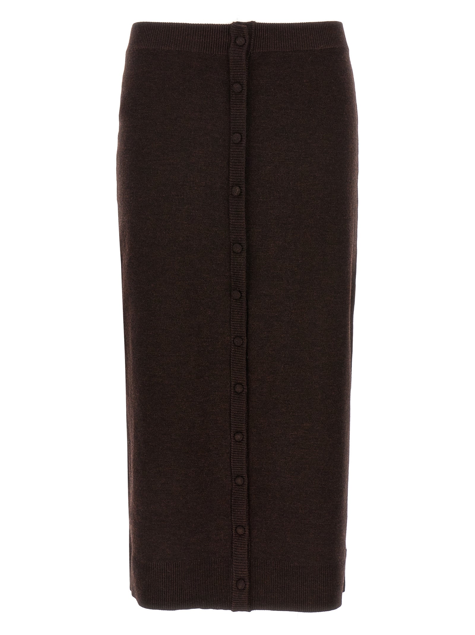 Victoria Beckham Brown Wool Midi Skirt