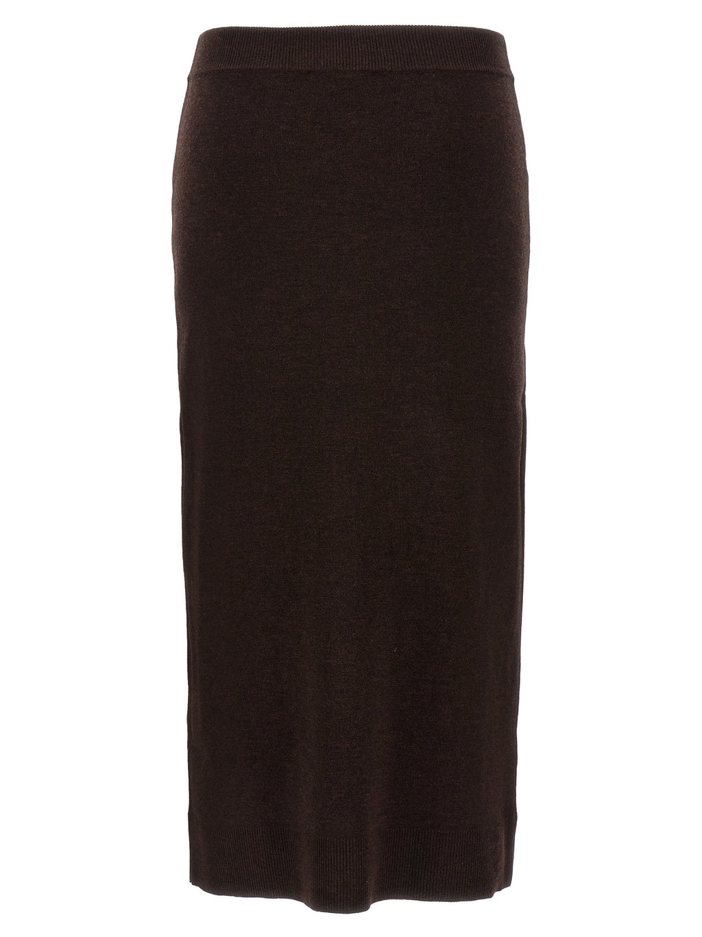 Victoria Beckham Brown Wool Midi Skirt