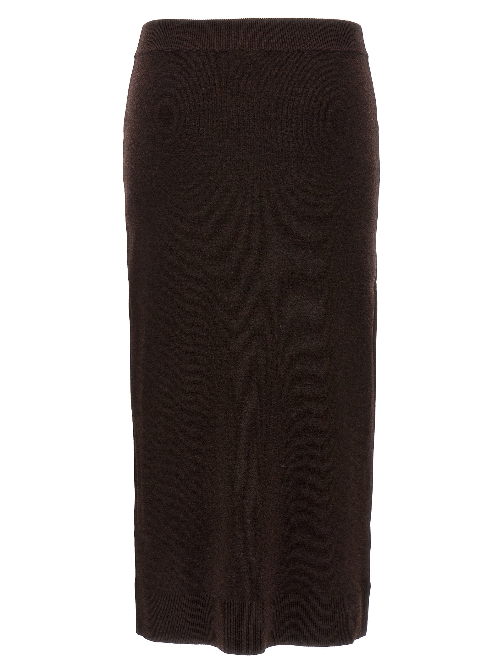 Victoria Beckham Brown Wool Midi Skirt