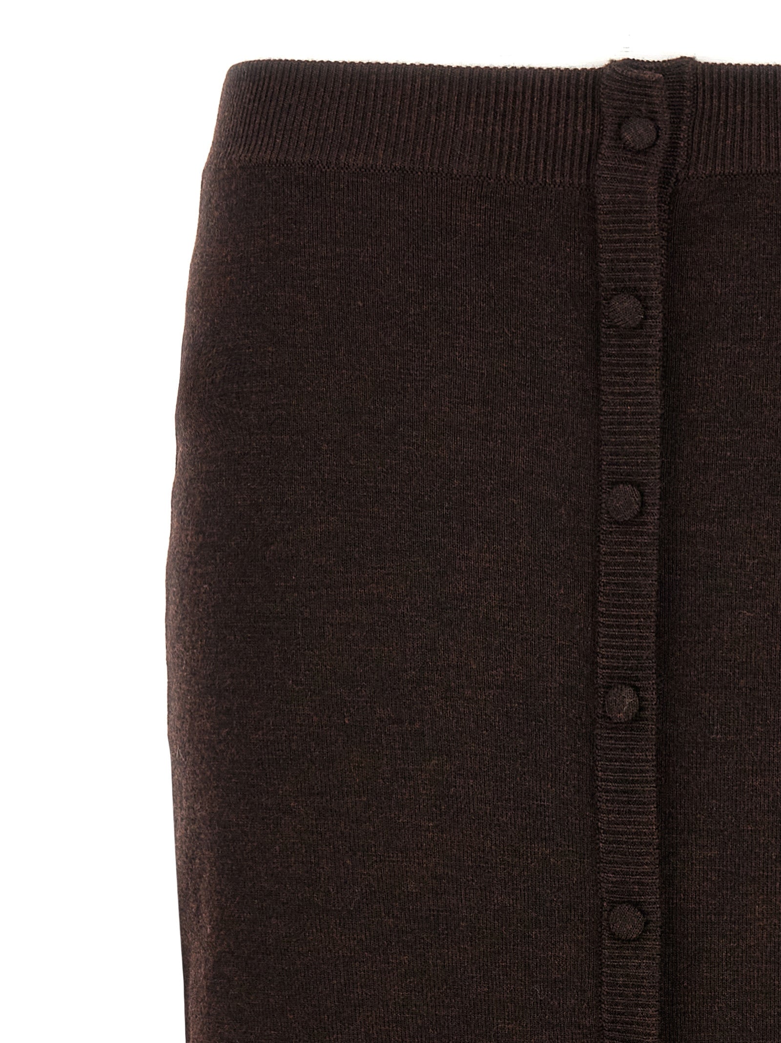 Victoria Beckham Brown Wool Midi Skirt