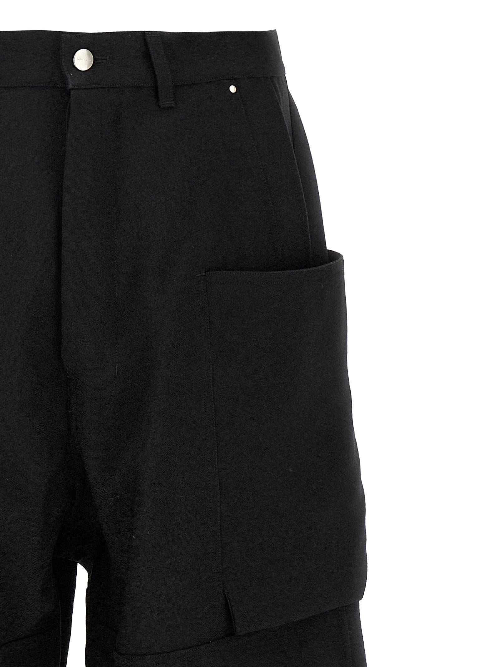 Rick Owens Black Virgin Wool Cargo Pants