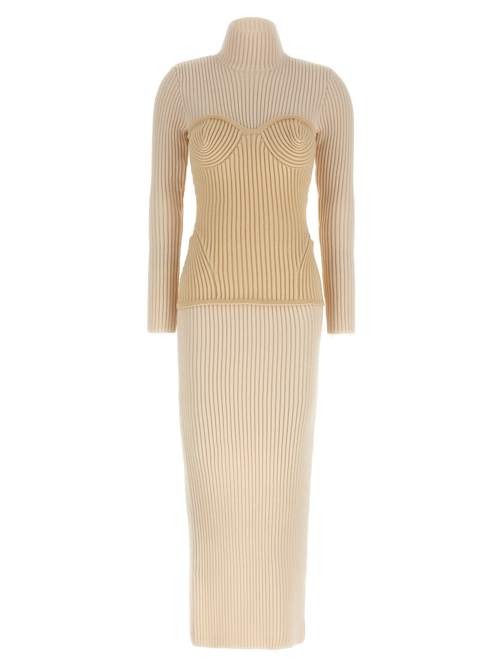Jean Paul Gaultier Beige Merino Wool Long Dress