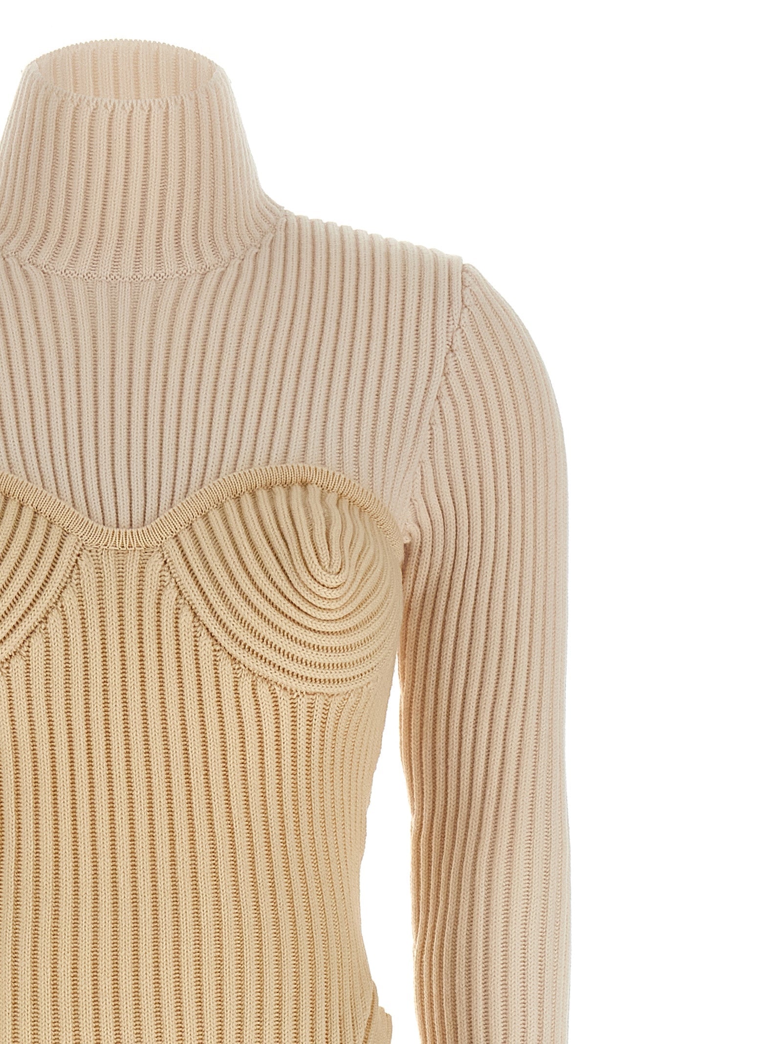 Jean Paul Gaultier Beige Merino Wool Long Dress