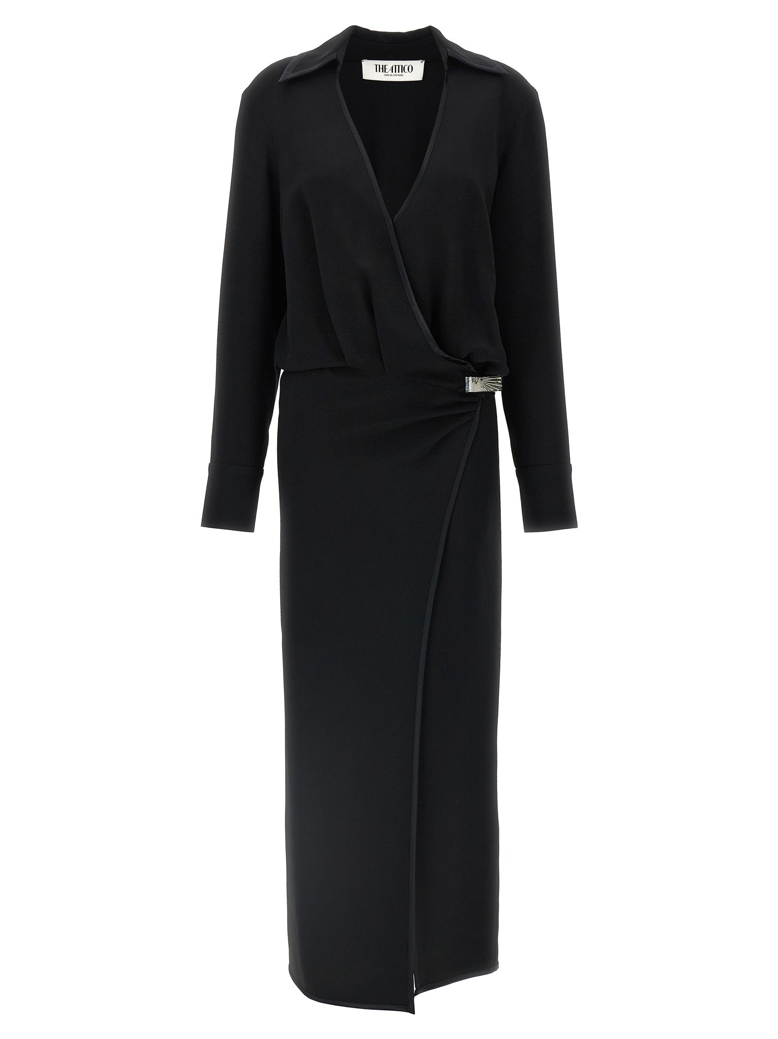 The Attico Black Marabou Midi Dress