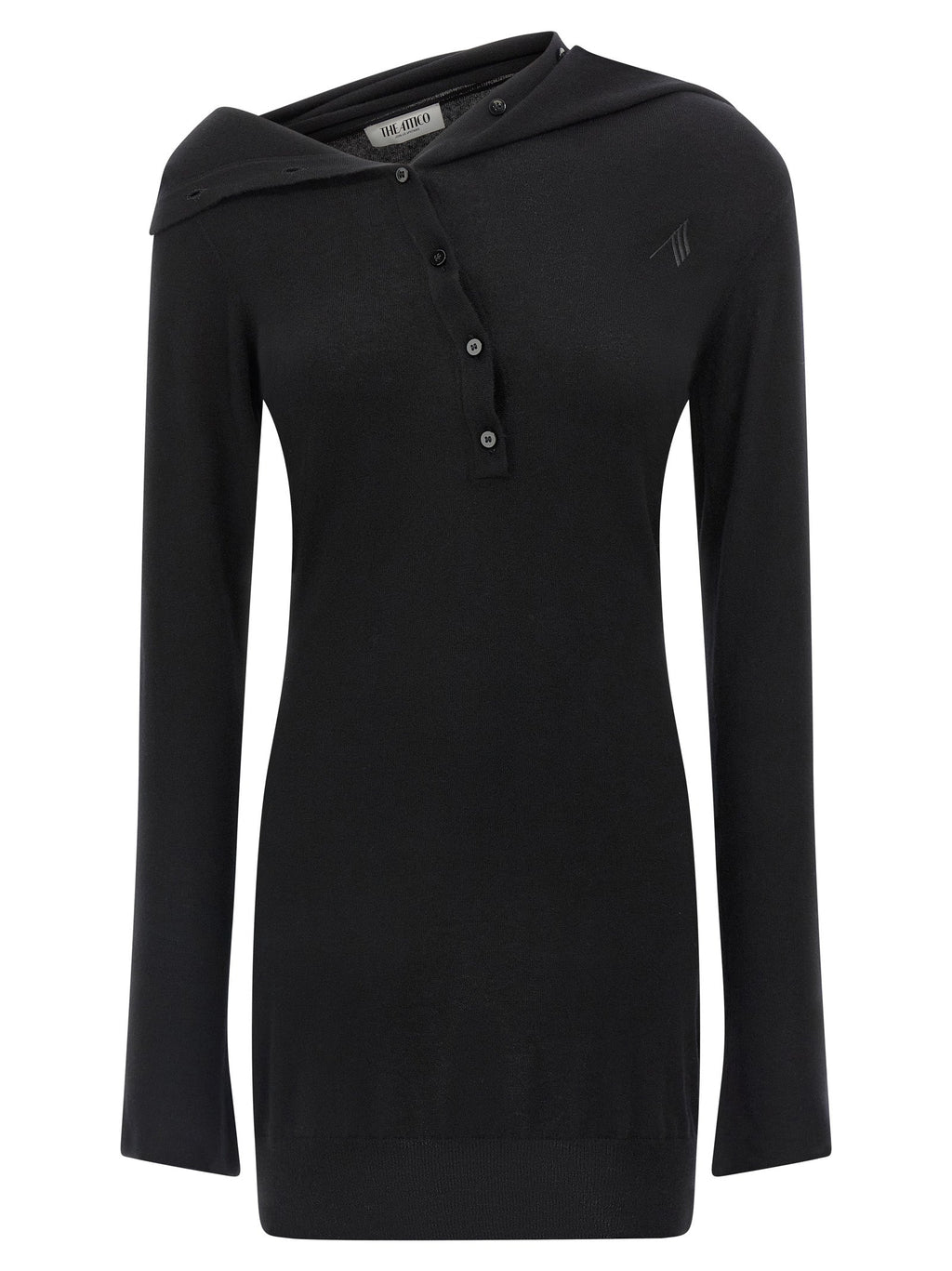 The Attico Black Virgin Wool Short Dress