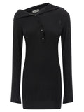 The Attico Black Virgin Wool Short Dress