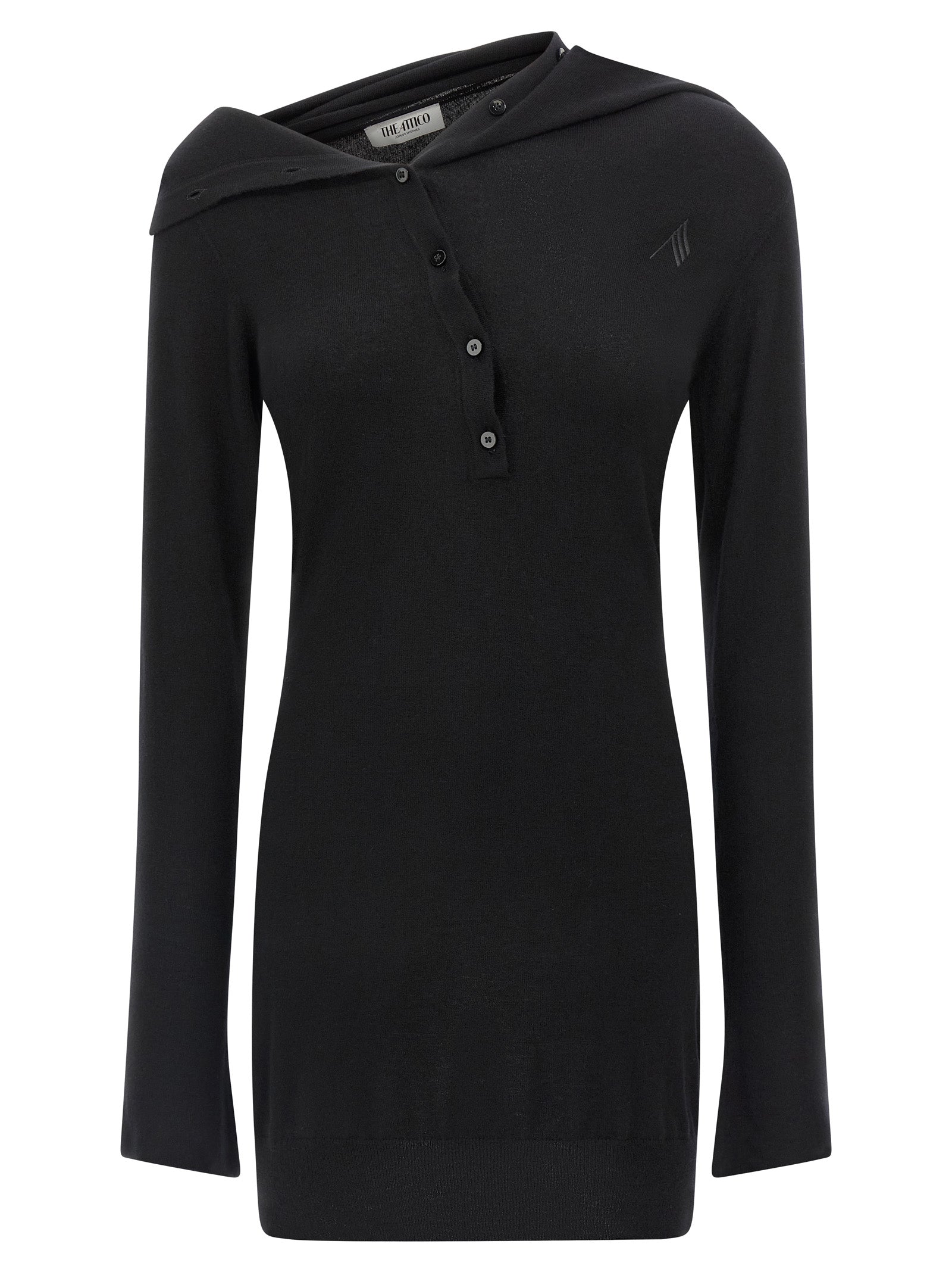The Attico Black Virgin Wool Short Dress