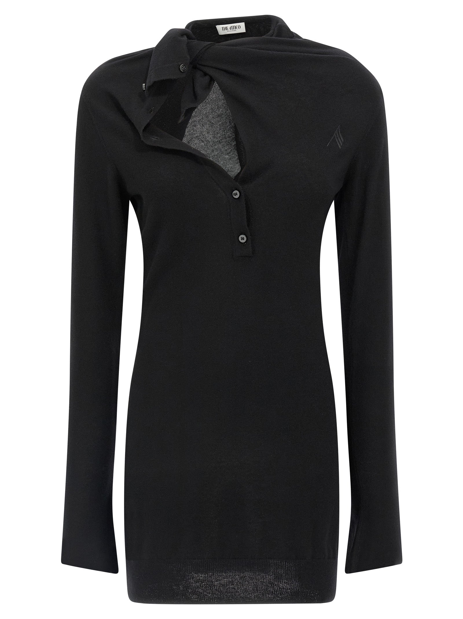 The Attico Black Virgin Wool Short Dress
