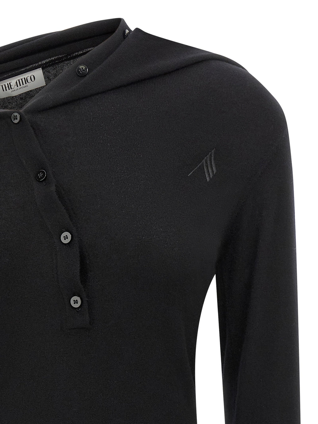 The Attico Black Virgin Wool Short Dress