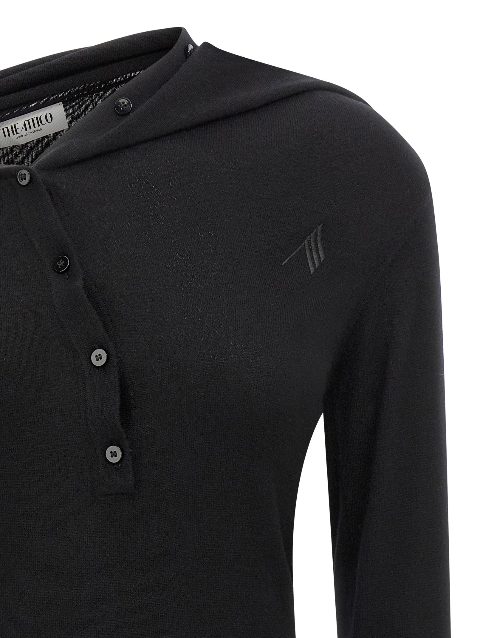 The Attico Black Virgin Wool Short Dress