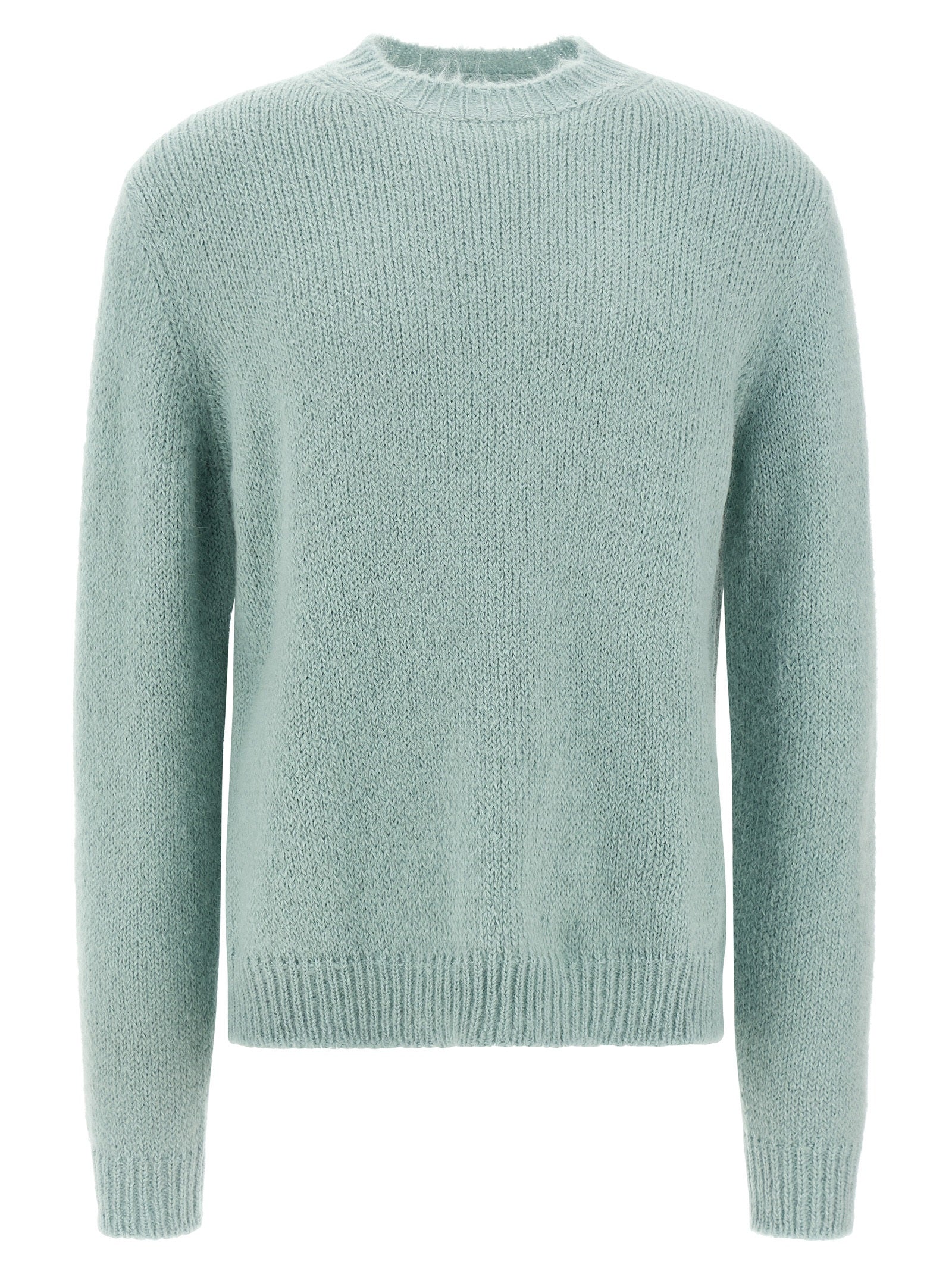 Jil Sander Blue Alpaca Leather Cardigan