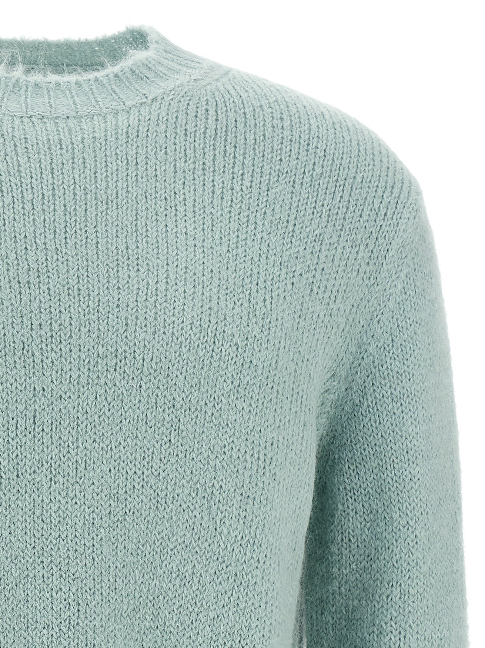 Jil Sander Blue Alpaca Leather Cardigan