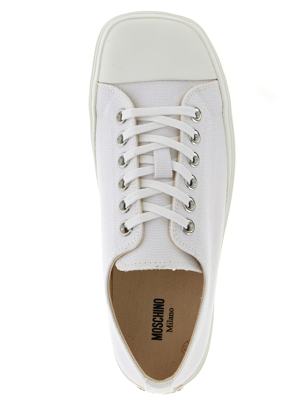 Moschino White Cotton Low Top Sneakers