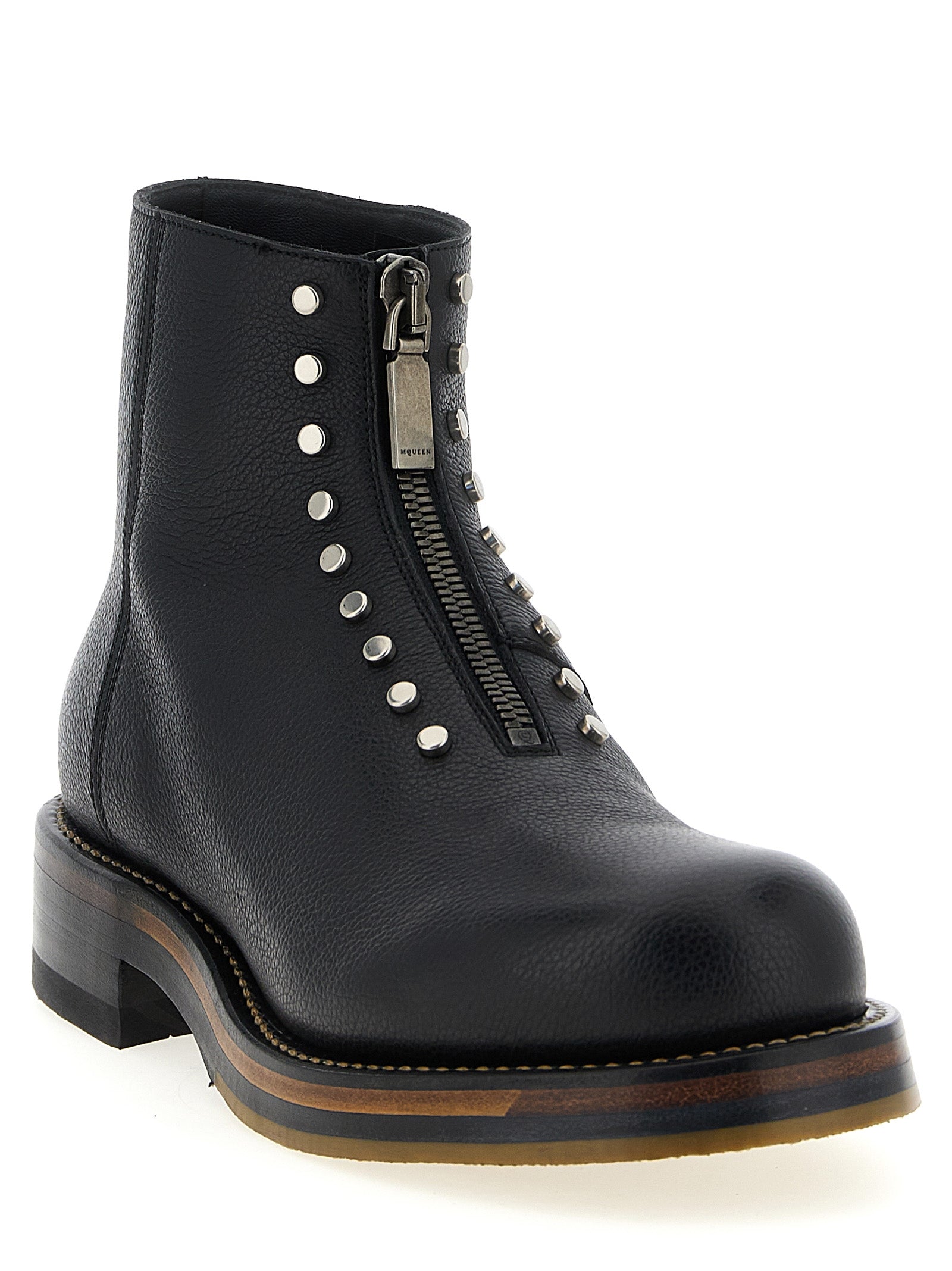 Alexander McQueen Black Calfskin Ankle Boots