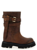 Moschino Brown Velvet Leather Over The Knee
