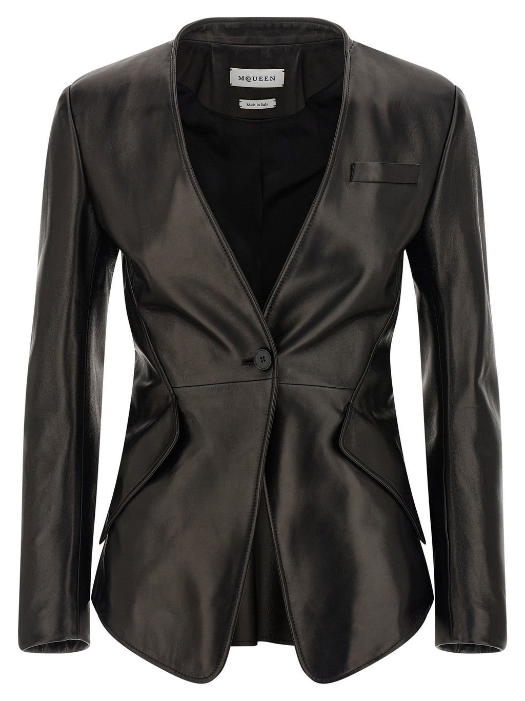 Alexander McQueen Black Lamb Leather Blazer