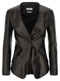 Alexander McQueen Black Lamb Leather Blazer