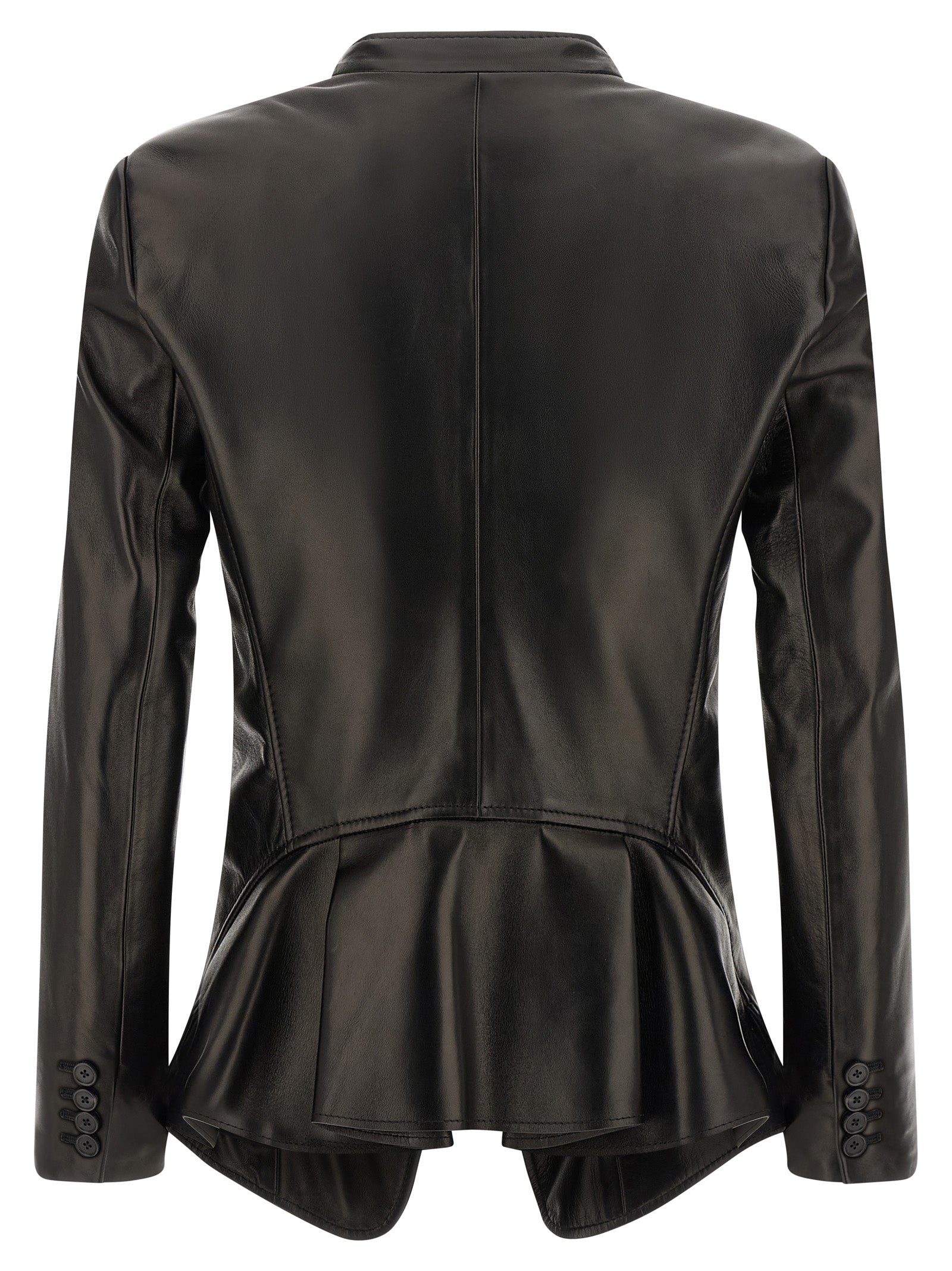 Alexander McQueen Black Lamb Leather Blazer
