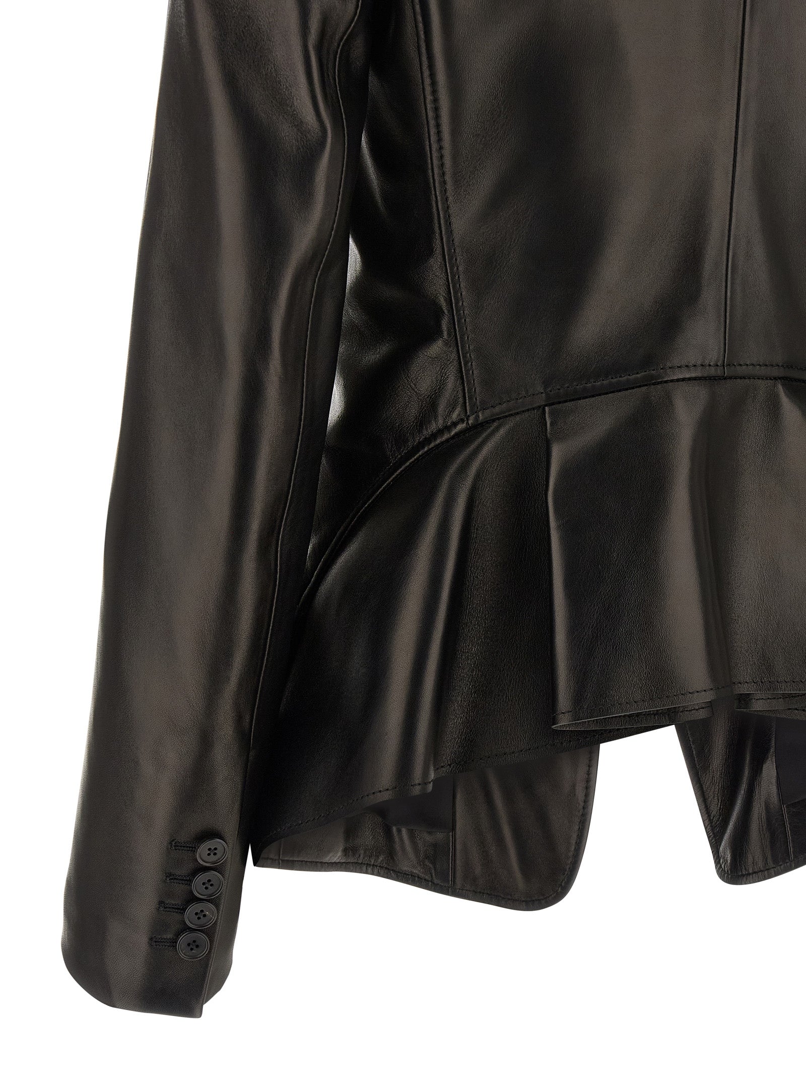 Alexander McQueen Black Lamb Leather Blazer