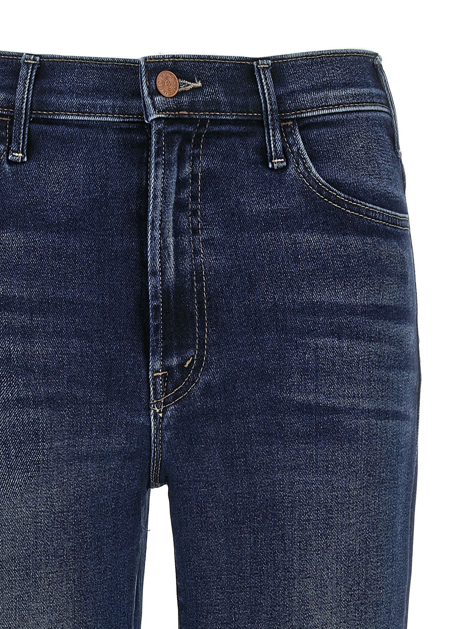 Mother Denim Blue Cotton Flared Jeans