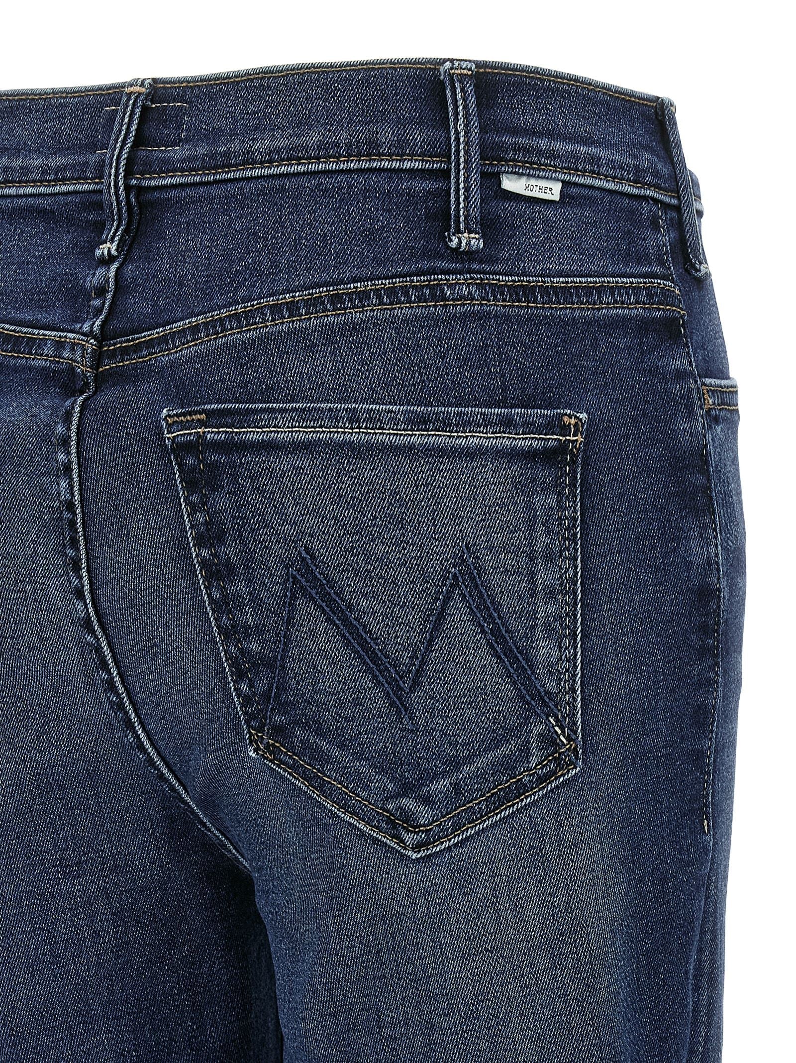 Mother Denim Blue Cotton Flared Jeans