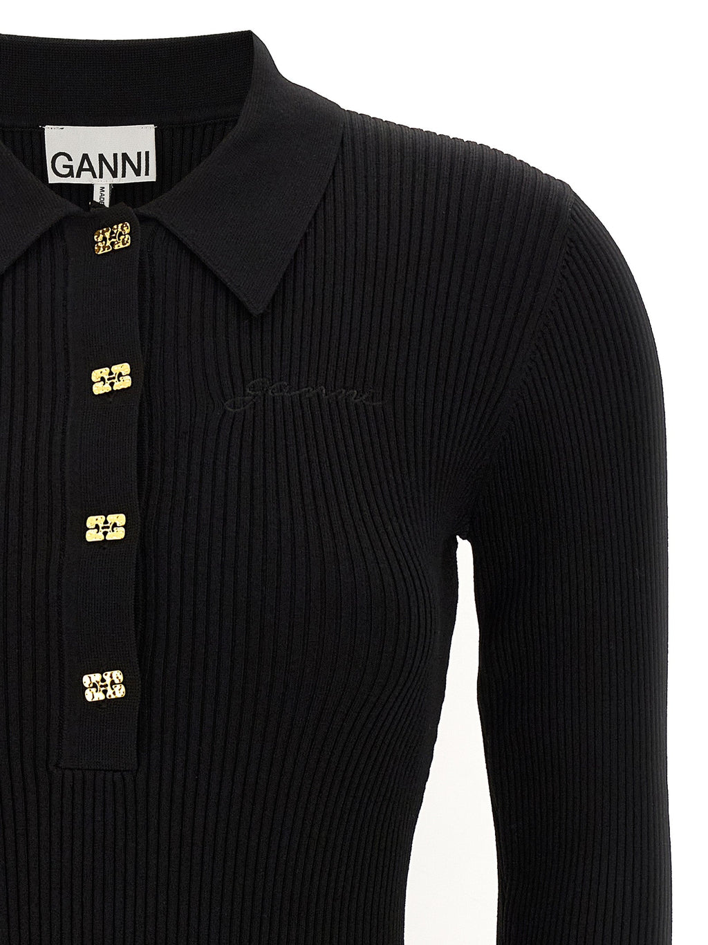Ganni Black Viscose Short Dress