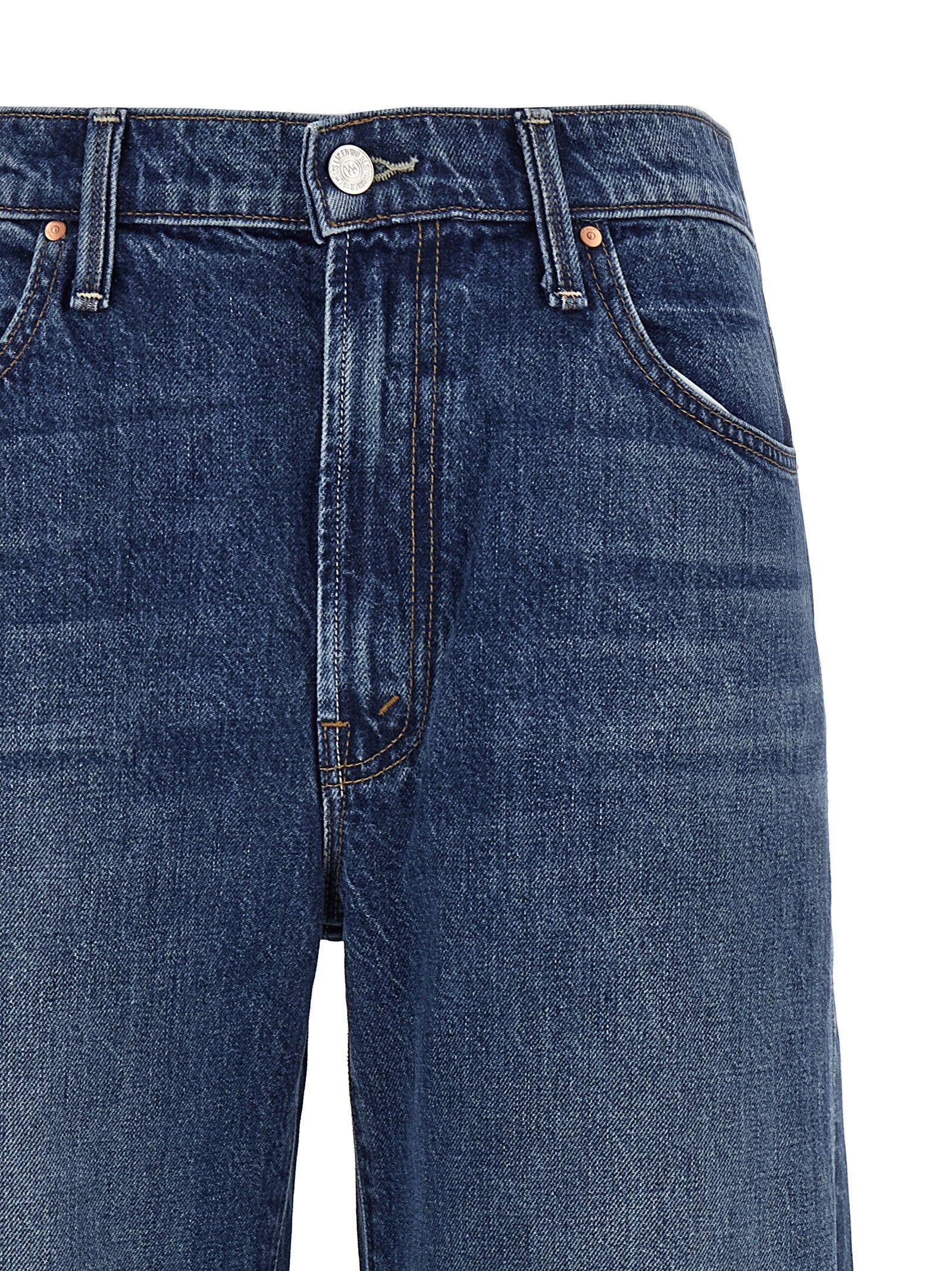 Mother Denim Blue Cotton Flared Jeans