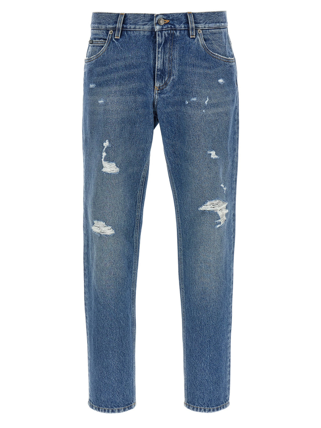 Dolce & Gabbana Blue Cotton Straight-Leg Jeans