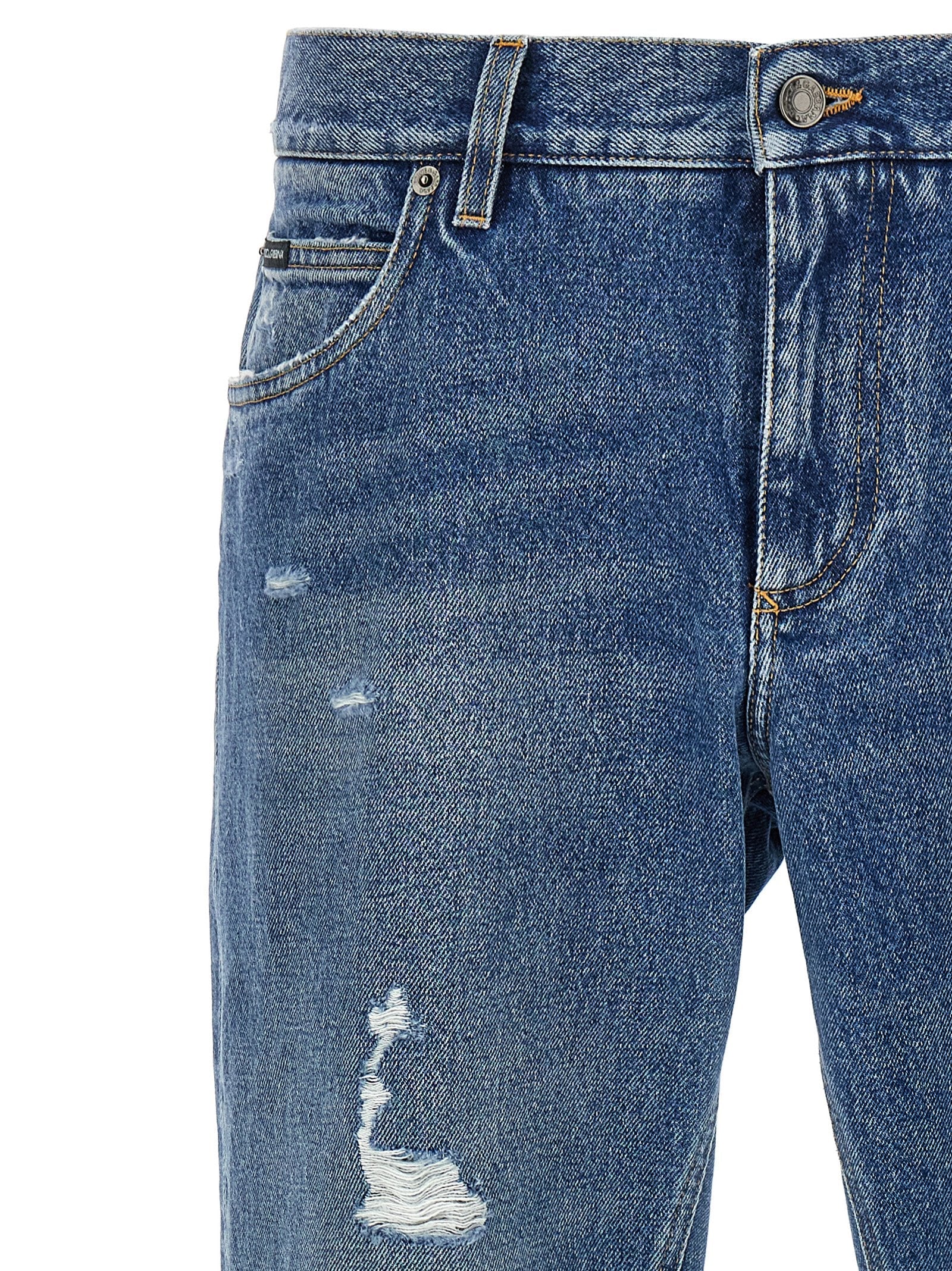 Dolce & Gabbana Blue Cotton Straight-Leg Jeans