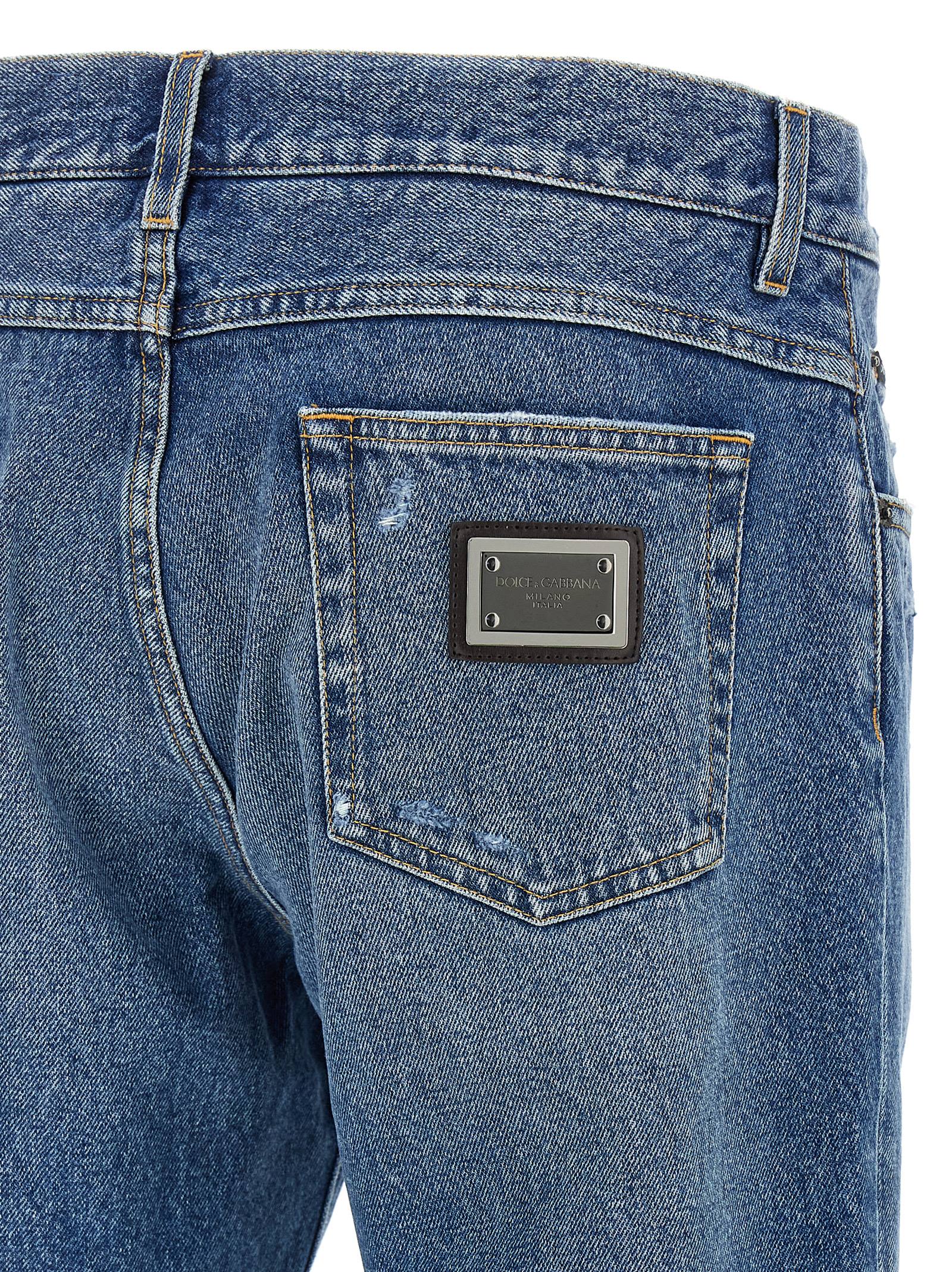 Dolce & Gabbana Blue Cotton Straight-Leg Jeans