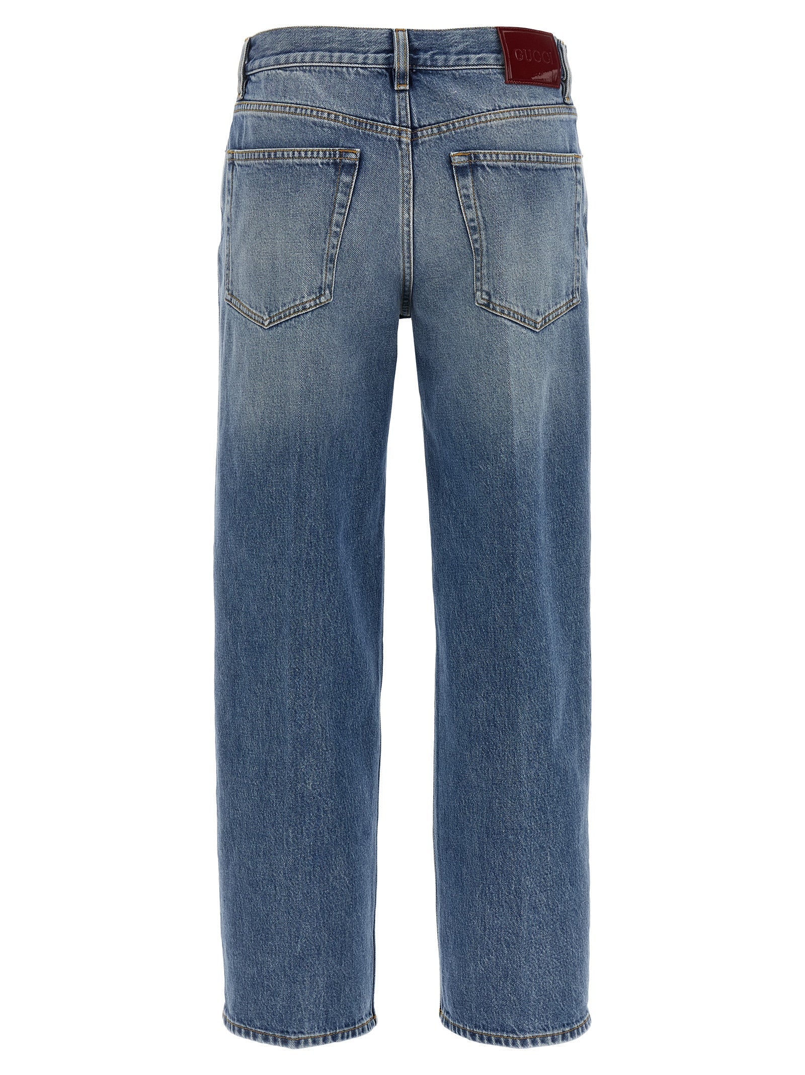 Gucci Blue Cotton Straight-Leg Jeans