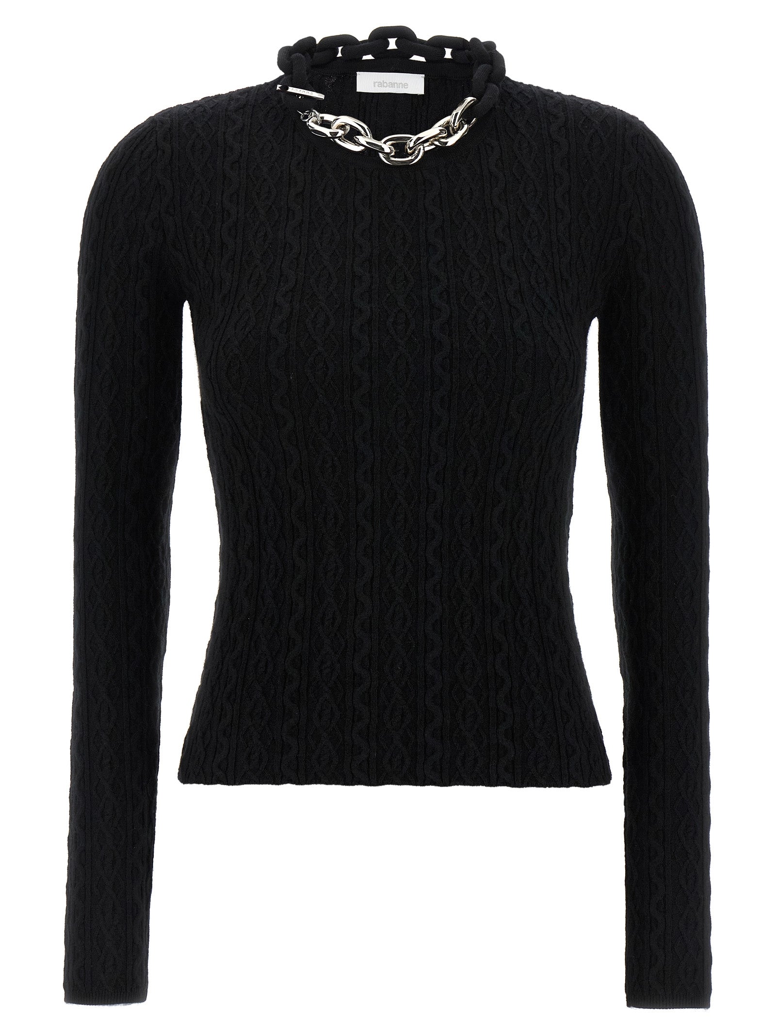 Paco Rabanne Black Wool Cardigan