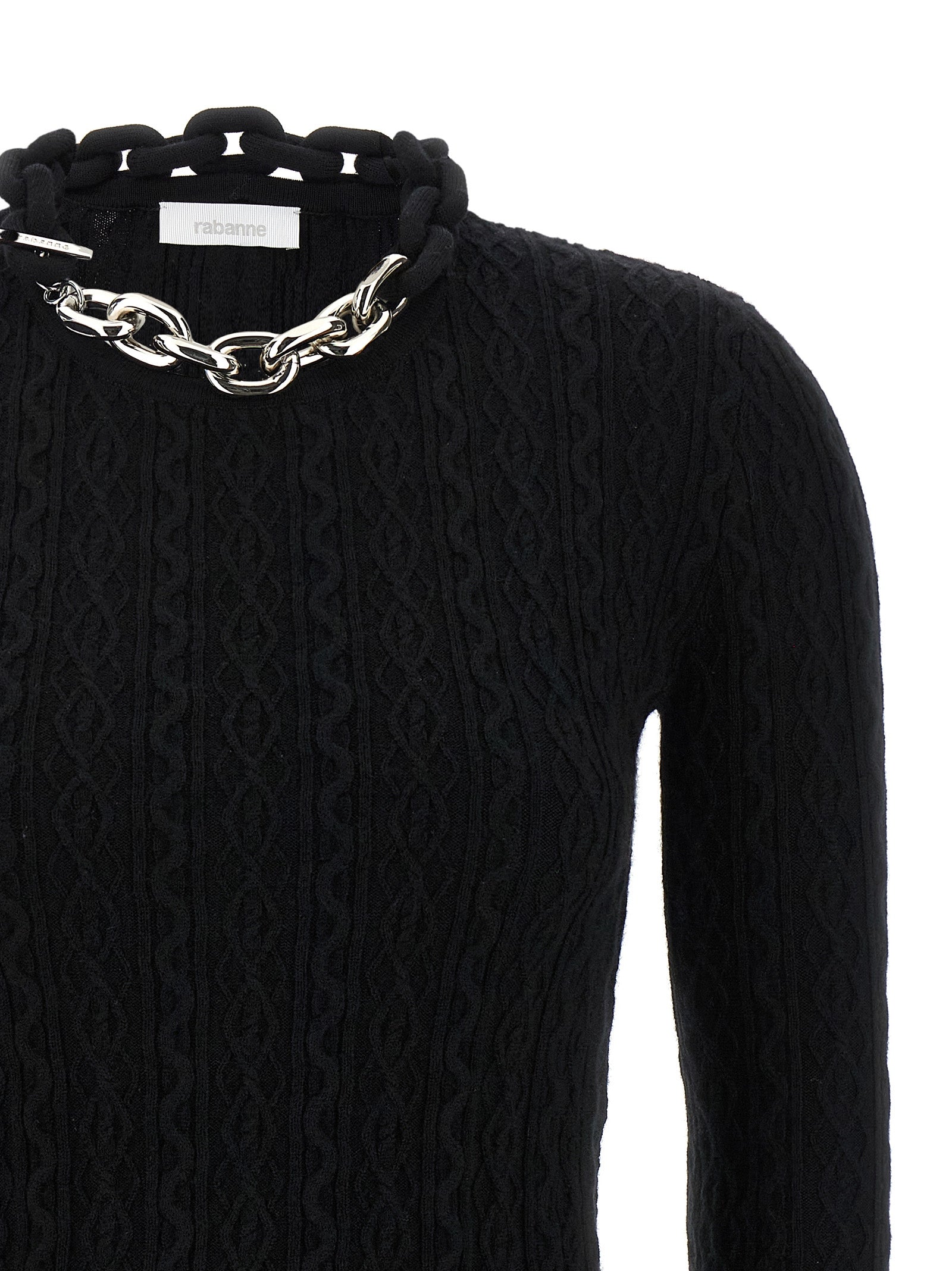 Paco Rabanne Black Wool Cardigan