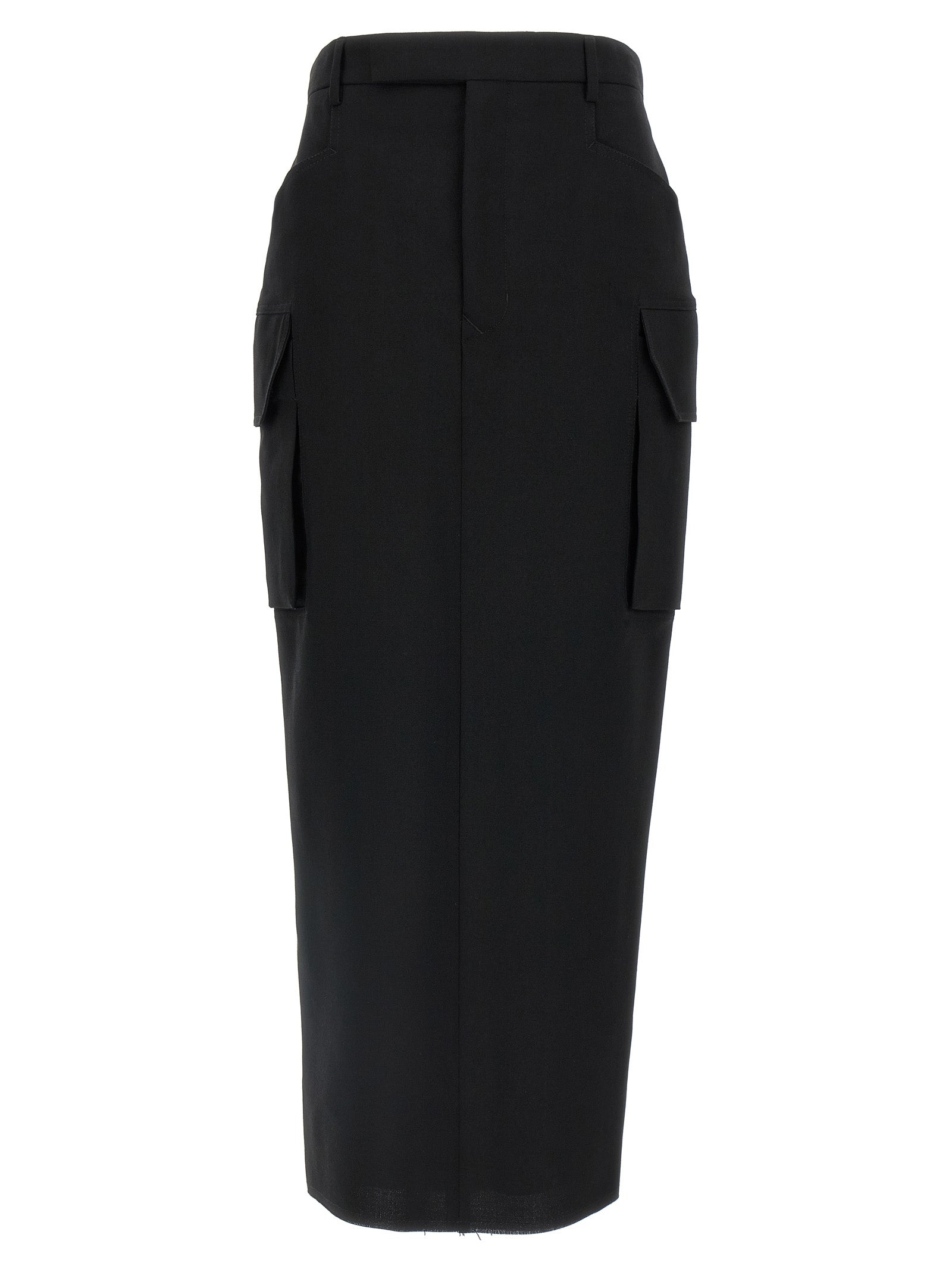 Rick Owens Black Wool Midi Skirt