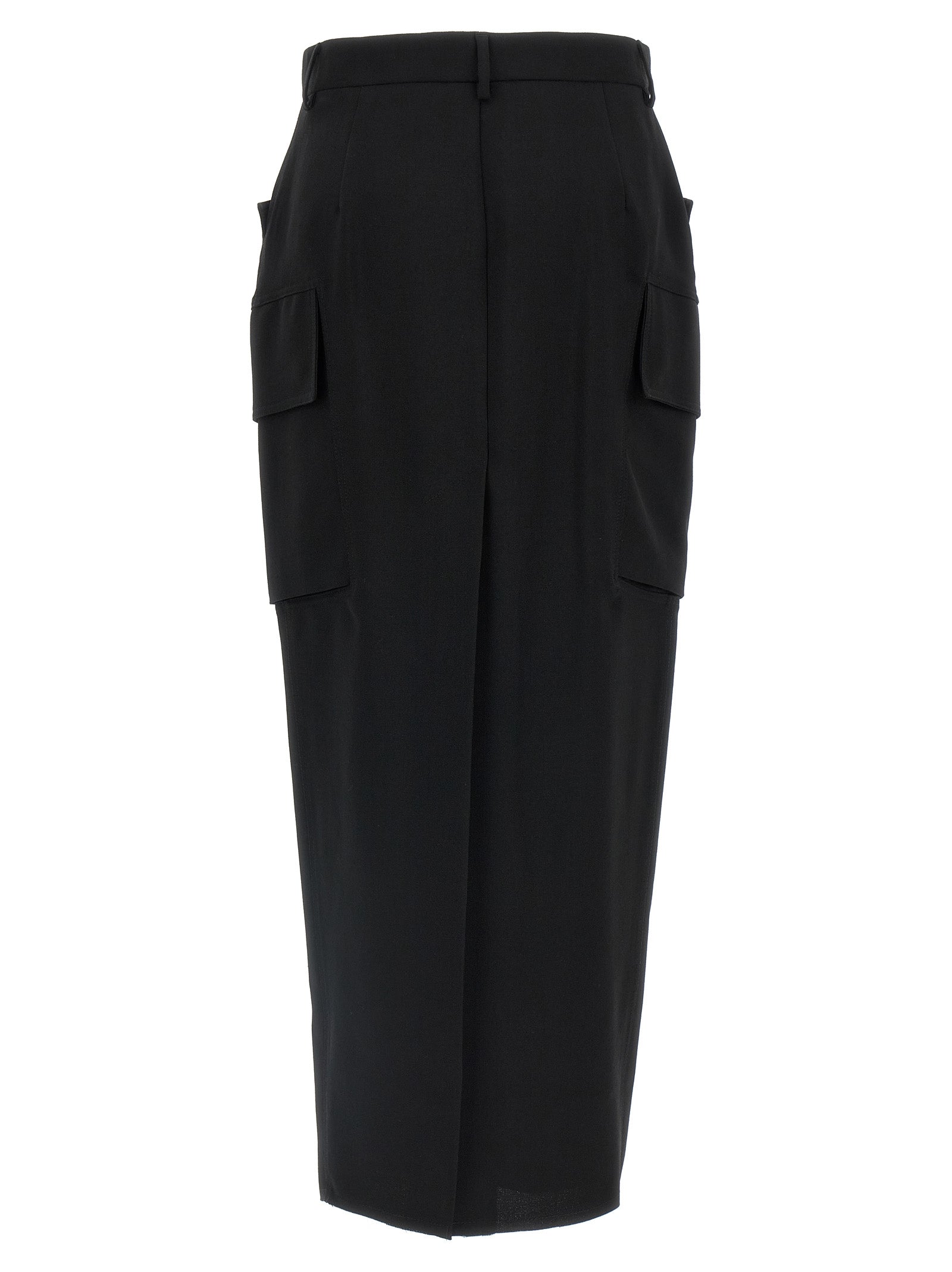 Rick Owens Black Wool Midi Skirt