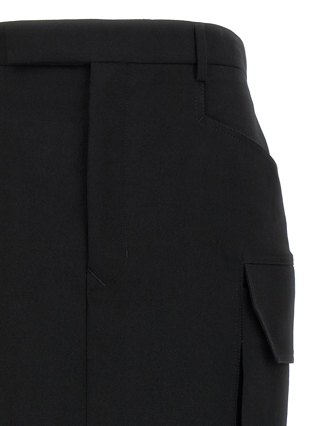 Rick Owens Black Wool Midi Skirt