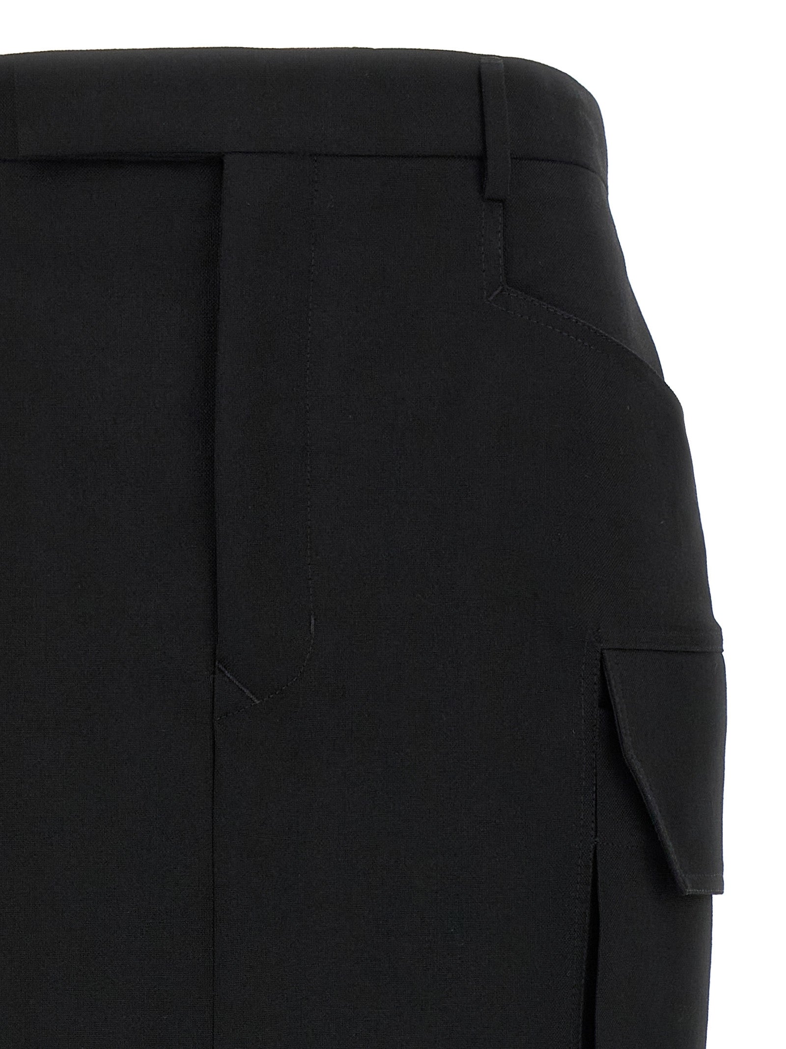 Rick Owens Black Wool Midi Skirt