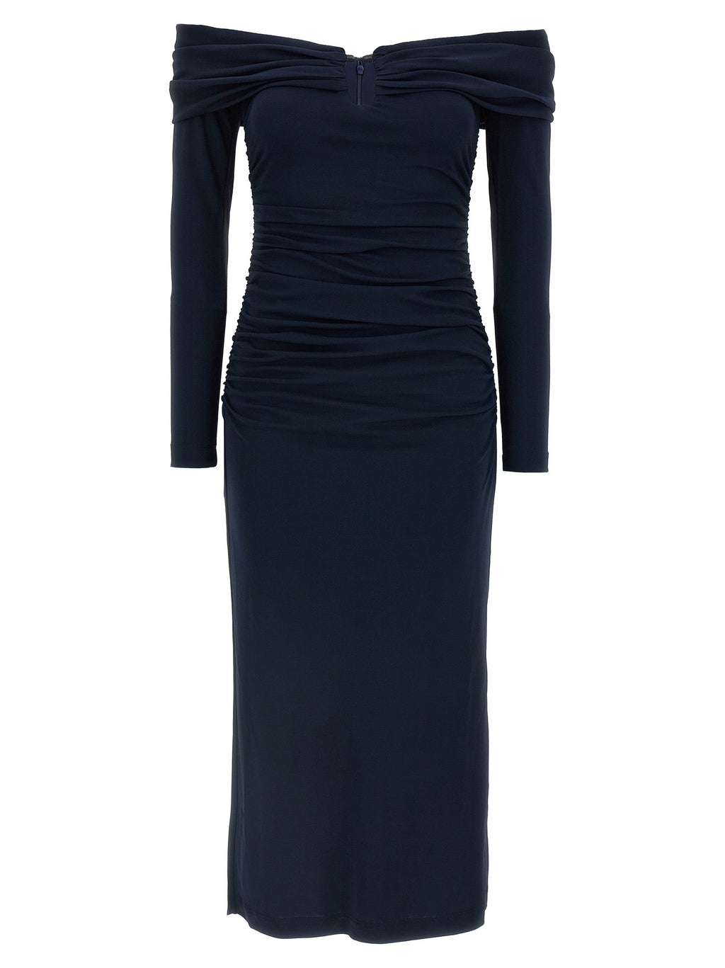 Carolina Herrera Blue Marabou Midi Dress