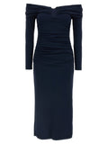 Carolina Herrera Blue Marabou Midi Dress