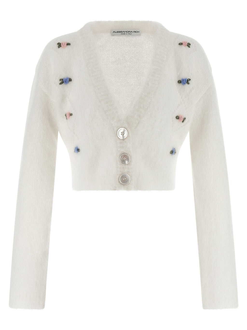 Alessandra Rich White Wool Cardigan