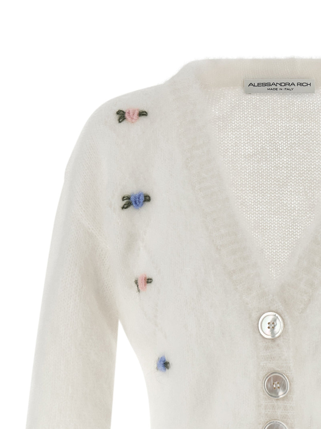 Alessandra Rich White Wool Cardigan