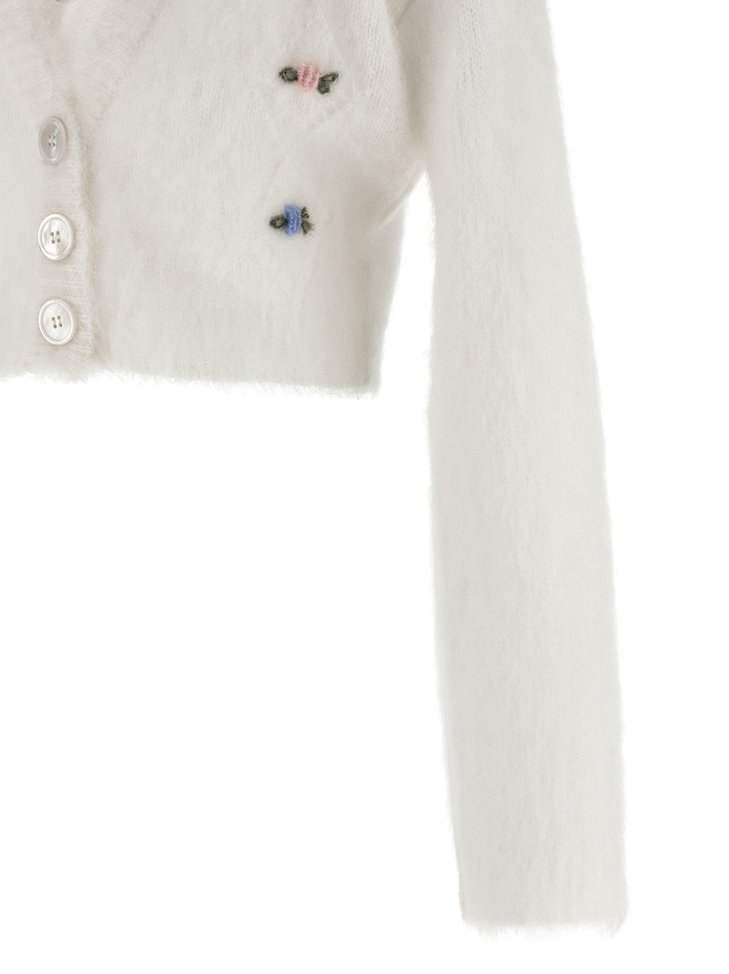 Alessandra Rich White Wool Cardigan