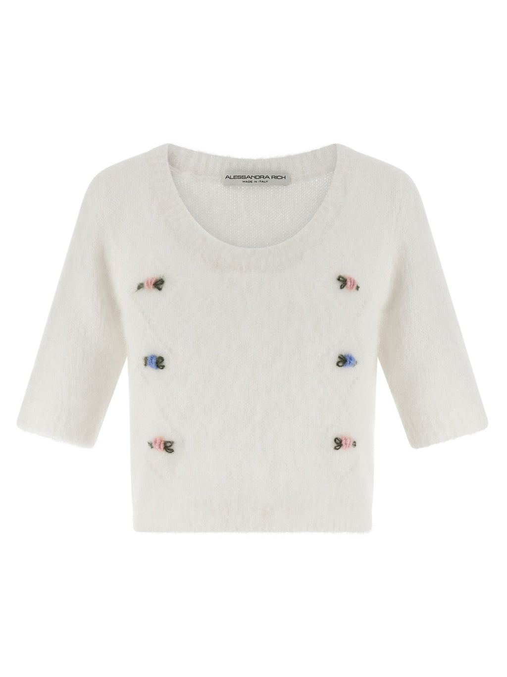 Alessandra Rich White Wool Cardigan